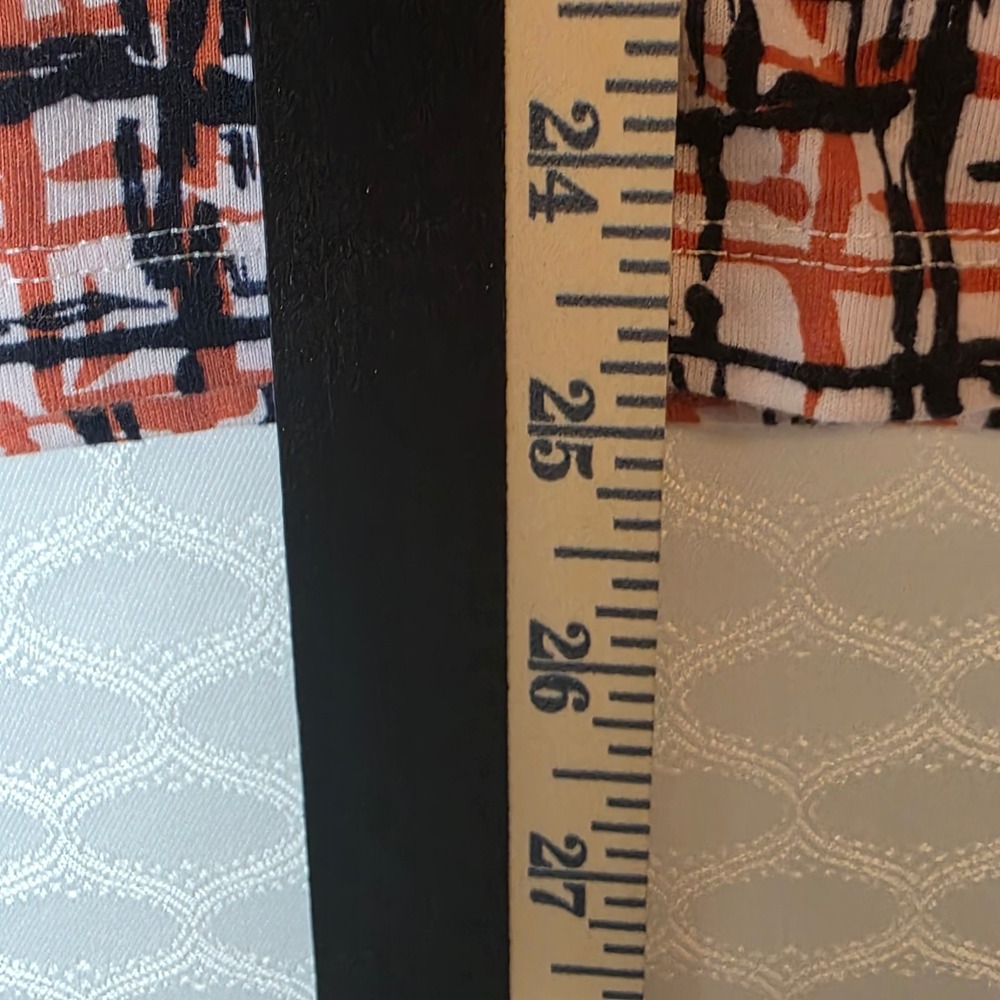 Liz Claiborne Sport Womens XL Orange Black Coral Abstract Grid Cotton Tee Top - Picture 5 of 6